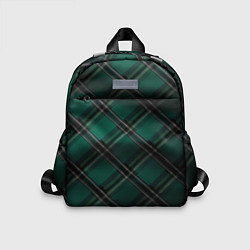 Детский рюкзак Тёмно-зелёная диагональная шотландская клетка, цвет: 3D-принт