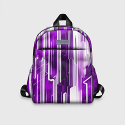 Детский рюкзак Киберпанк полосы белый и фиолетовый, цвет: 3D-принт