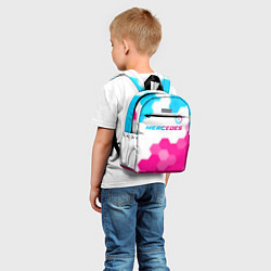 Детский рюкзак Mercedes neon gradient style посередине, цвет: 3D-принт — фото 2