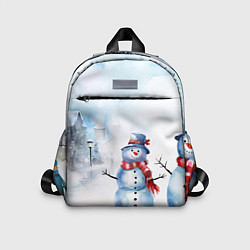 Детский рюкзак Новогодний день со снеговиком, цвет: 3D-принт