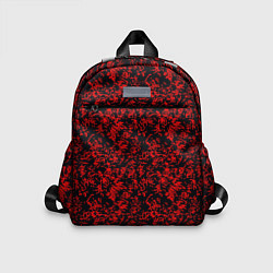 Детский рюкзак Абстракция чёрная с красными перьями, цвет: 3D-принт