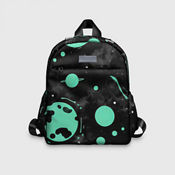 Детский рюкзак Чёрно-мятный космос от нейросети, цвет: 3D-принт