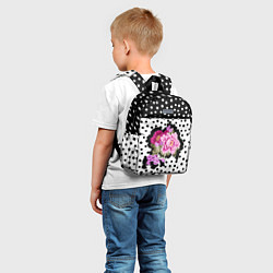 Детский рюкзак Пион на бело чёрном горохе, цвет: 3D-принт — фото 2