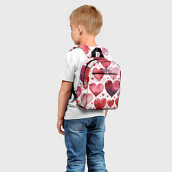 Детский рюкзак Паттерн акварельные сердечки, цвет: 3D-принт — фото 2
