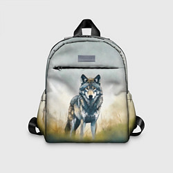 Детский рюкзак Минималистичный пейзаж с волком акварель, цвет: 3D-принт