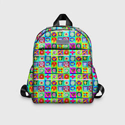 Детский рюкзак Сердца и квадраты абстракция, цвет: 3D-принт