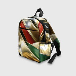 Детский рюкзак Золотая абстракция с зелеными и красными вставками, цвет: 3D-принт — фото 2