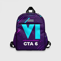Детский рюкзак Символ GTA 6 в неоновых цветах на темном фоне, цвет: 3D-принт