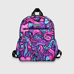 Детский рюкзак Узор розово-фиолетовый черепа и сердца, цвет: 3D-принт