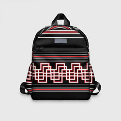 Детский рюкзак Греческие линии красные и белые, цвет: 3D-принт