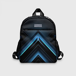 Детский рюкзак Черная абстракция с синим неоновым ярким свечением