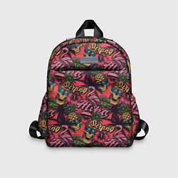 Детский рюкзак Черепа из ананасов и розовые фламинго, цвет: 3D-принт