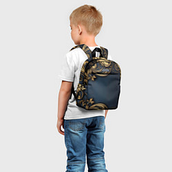 Детский рюкзак Лепнина объемные золотые узоры на ткани, цвет: 3D-принт — фото 2
