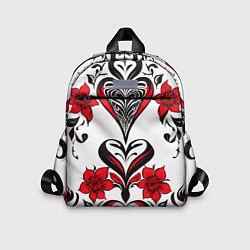 Детский рюкзак Красный узор сердце, цвет: 3D-принт