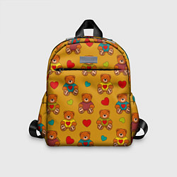 Детский рюкзак Игрушечные мишки и разноцветные сердца, цвет: 3D-принт
