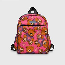 Детский рюкзак Мишки игрушки в розовых свитерах и сердечки