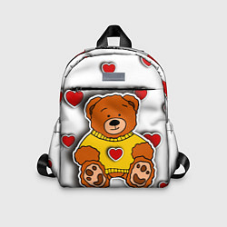Детский рюкзак Стикер наклейка медвежонок и сердце объемный рисун, цвет: 3D-принт