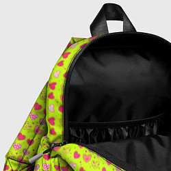Детский рюкзак Сердечки на салатовом фоне, цвет: 3D-принт — фото 2
