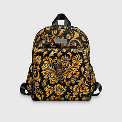 Детский рюкзак Желтые узоры хохломские, цвет: 3D-принт
