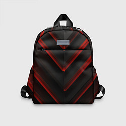 Детский рюкзак Красные яркие неоновые полосы на черной абстракции