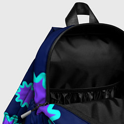 Детский рюкзак Спираль фиолетовых звезд с циан контуром на темном, цвет: 3D-принт — фото 2