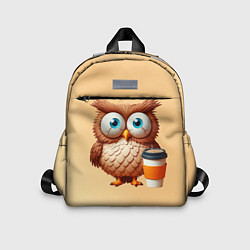 Детский рюкзак Растрепанная сова со стаканчиком кофе, цвет: 3D-принт