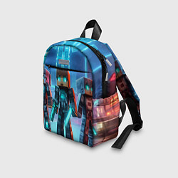 Детский рюкзак Minecraft - ai art neon, цвет: 3D-принт — фото 2