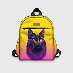 Детский рюкзак Кот чёрный с золотыми глазами, цвет: 3D-принт