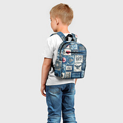 Детский рюкзак Лос Анджелес на джинсах-пэчворк, цвет: 3D-принт — фото 2