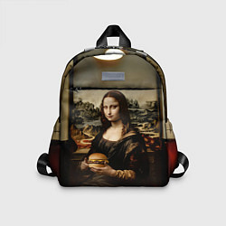 Детский рюкзак Мона Лиза и большой гамбургер, цвет: 3D-принт