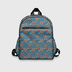 Детский рюкзак Цветочный узор в стиле бохо на синем, цвет: 3D-принт