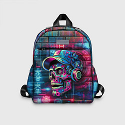 Детский рюкзак Кибер чувак череп на фоне граффити - нейросеть, цвет: 3D-принт