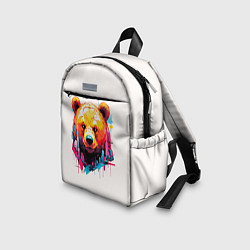 Детский рюкзак Мишка в городе: голова медведя на фоне красочного, цвет: 3D-принт — фото 2