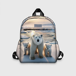 Детский рюкзак Polar bear with her cubs - ai art, цвет: 3D-принт