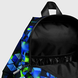 Детский рюкзак Синие блоки в зеленом тумане, цвет: 3D-принт — фото 2