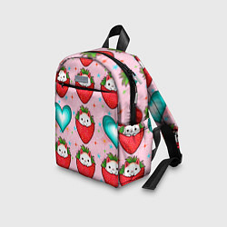Детский рюкзак Котик клубничка и сердца узор, цвет: 3D-принт — фото 2
