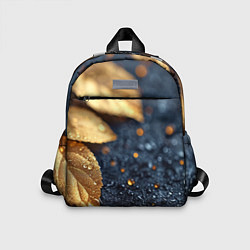 Детский рюкзак Золотые листья на темном фоне, цвет: 3D-принт