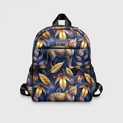 Детский рюкзак Леопард с золотыми листьями паттерны