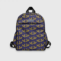 Детский рюкзак Золотые совы на фиолетовом - паттерн, цвет: 3D-принт