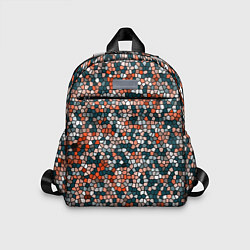 Детский рюкзак Красно-бирюзовый паттерн мелкая мозаика, цвет: 3D-принт