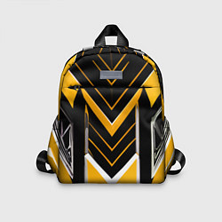 Детский рюкзак Жёлто-серые полосы на чёрном фоне, цвет: 3D-принт