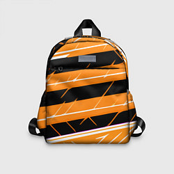 Детский рюкзак Чёрно-белые полосы на оранжевом фоне, цвет: 3D-принт