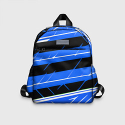 Детский рюкзак Чёрно-белые полосы на синем фоне, цвет: 3D-принт