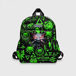 Детский рюкзак Ведьмак кислотные логотипы волк, цвет: 3D-принт