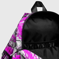 Детский рюкзак Бело-розовая абстракция на чёрном фоне, цвет: 3D-принт — фото 2