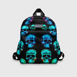 Детский рюкзак Neon skulls - ai art pattern, цвет: 3D-принт