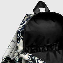 Детский рюкзак Абстракция чёрно-белый с зелёным отливом, цвет: 3D-принт — фото 2