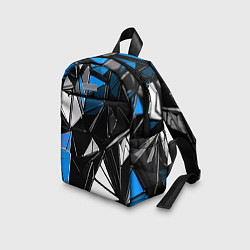 Детский рюкзак Сине-белые рельефные треугольники на чёрном фоне, цвет: 3D-принт — фото 2