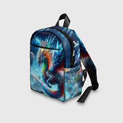 Детский рюкзак Полигональный дракон на планете водопадов и грибов, цвет: 3D-принт — фото 2