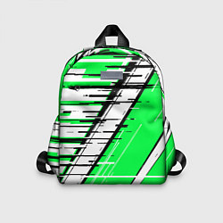 Детский рюкзак Чёрно-белые глитч полосы на зелёном фоне
